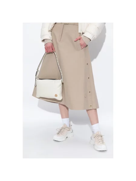 Torebka Moncler skórzana beżowa