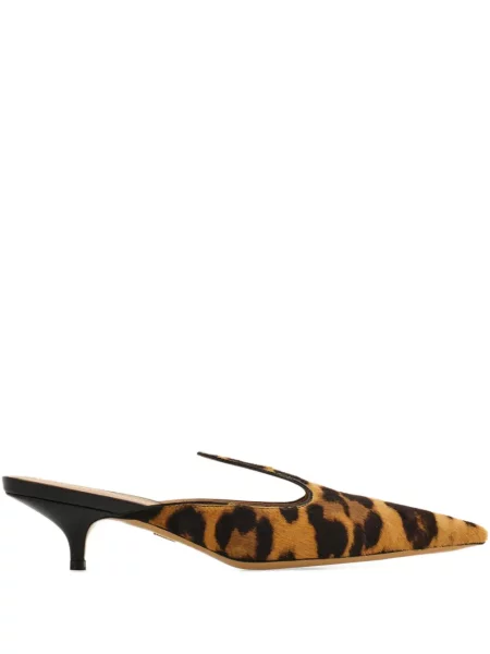 Papuci tip mules Ferragamo cu imagine cu model leopard maro