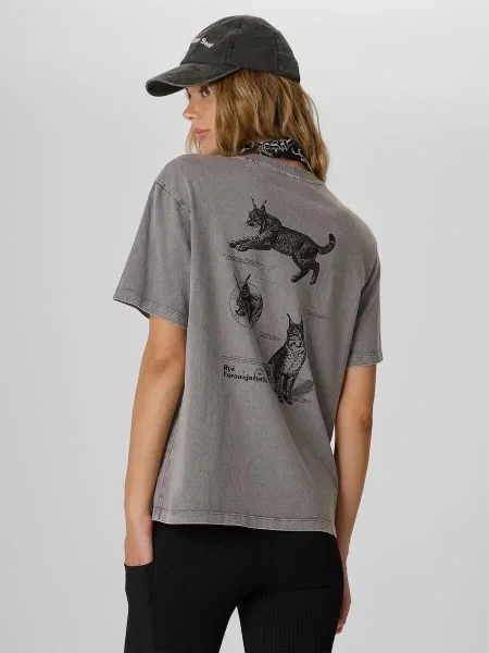 T-shirt loose z nadrukiem 4F szara