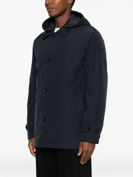 Geacă parka Moncler cu glugă albastru