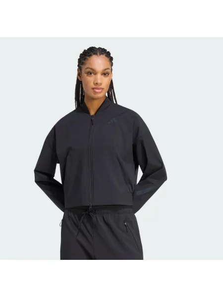 KURTKA TYPU BOMBER Z TKANINY PLECIONEJ ADIDAS Z.N.E. czarny