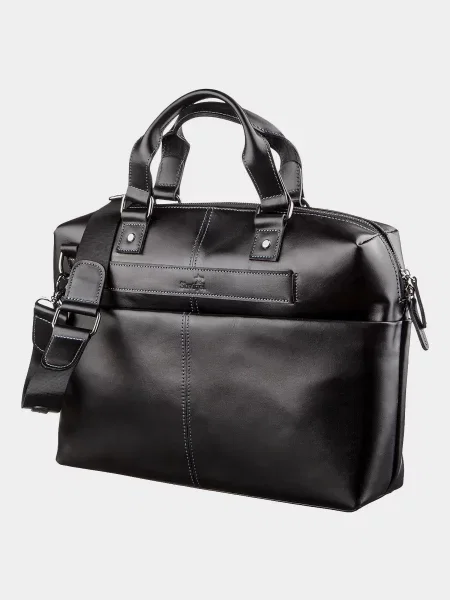 Кожаная сумка для ноутбука Shvigel черная