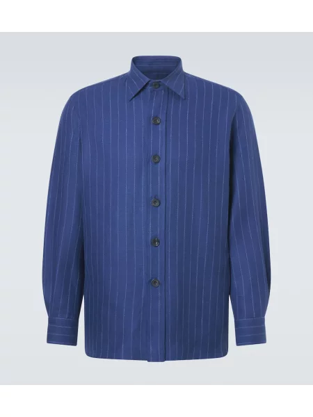 Vlněná pruhovaná košile Rubinacci modrá
