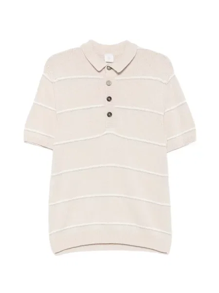 Tricou polo Eleventy cu dungi tricotate