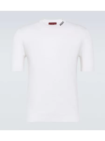 Tricou Gucci de mătase alb