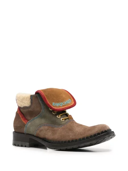 Botine Dsquared2 cu șireturi din dantelă maro