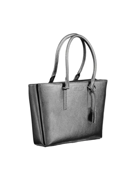 Lniana torebka Calvin Klein czarna