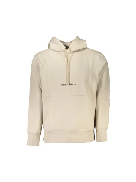 Bluza z kapturem Calvin Klein z kapturem polarowa beżowa