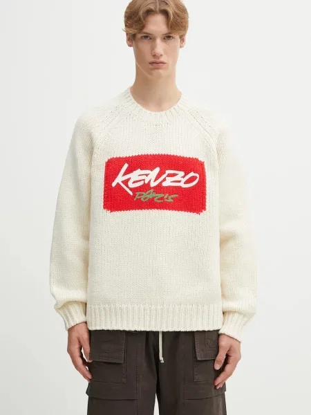 Kenzo pulover de lână Rws Futura Jumper călduros bej