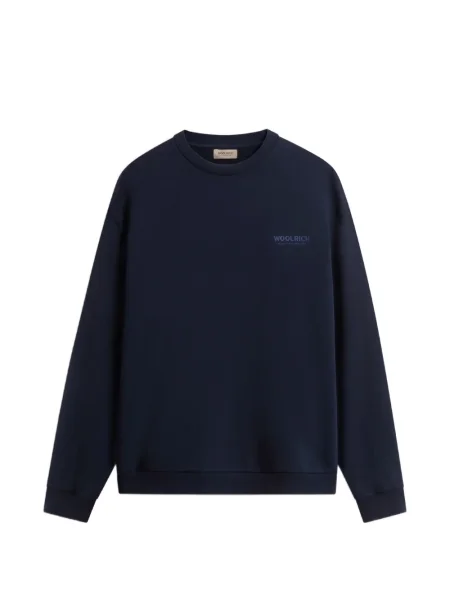 Hanorac crewneck Woolrich cu decolteu rotund cu autograf albastru