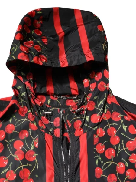 Geacă Dolce & Gabbana cu glugă cu imagine negru