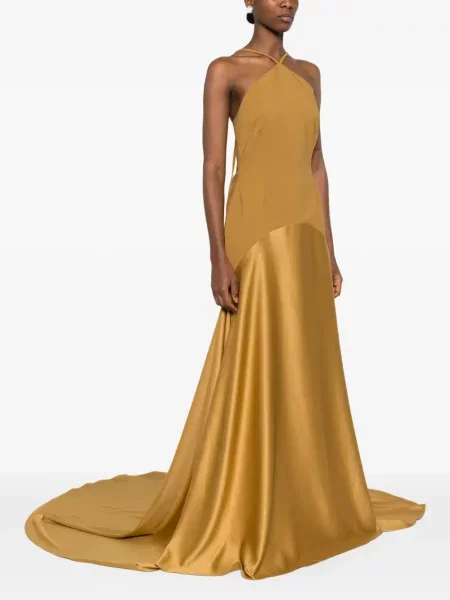 Rochie maxi Solace London de costum auriu