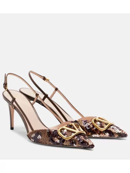 Pantofi cu toc Valentino Garavani slingback maro