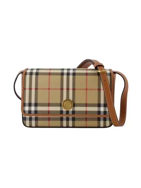 Body Burberry skórzany w kratę retro beżowy
