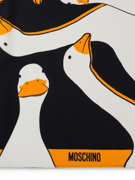 Fular Moschino de mătase cu imagine negru