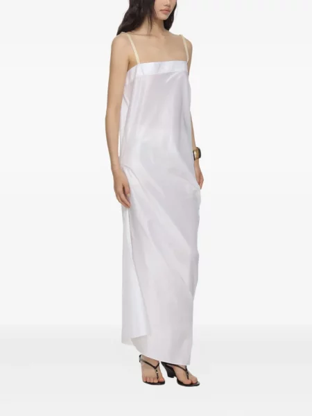 Rochie maxi Carven de mătase asimetrică alb