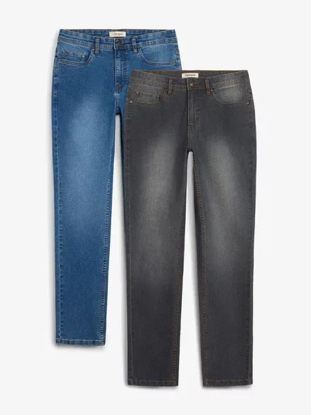Lekkie jeansy regular fit straight 2 pary czarne