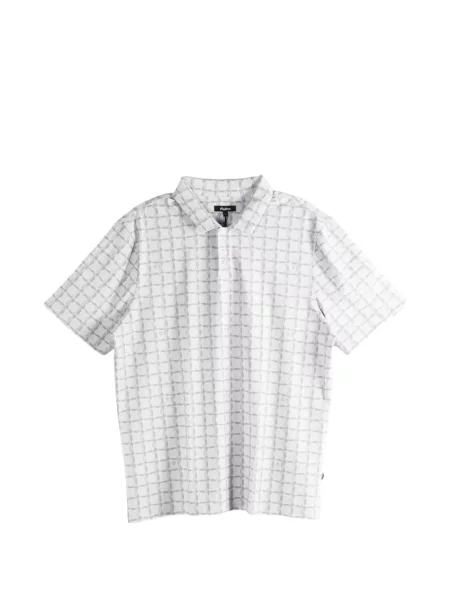 Golf tricou polo Malbon Golf cu imagine cu imprimeu geometric alb