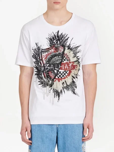 Haftowana koszulka Balmain biała