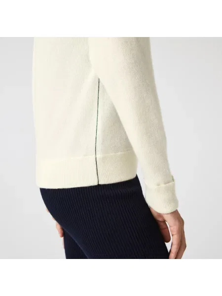 Lacoste Sweter Z Dekoltem W Serek Lacoste beżowy