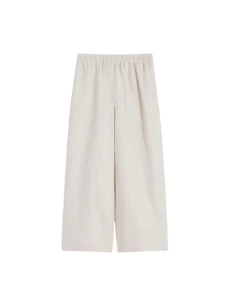 Lniane spodnie Weekend Max Mara beżowe