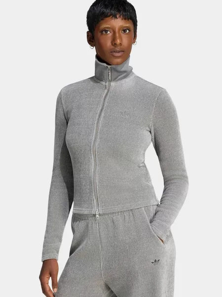 Adidas Originals cardigan pentru femei Chenille Zip Up gri