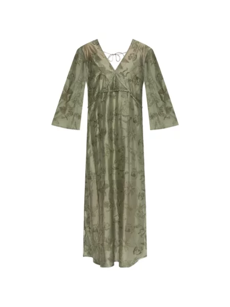 Rochie maxi Munthe cu broderie verde