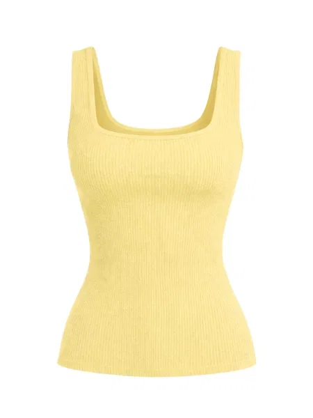PANTHEROAR Top Caro Neck Sleeveless Top pastelovo žltá