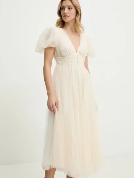 Answear Lab rochie maxi evazati bej