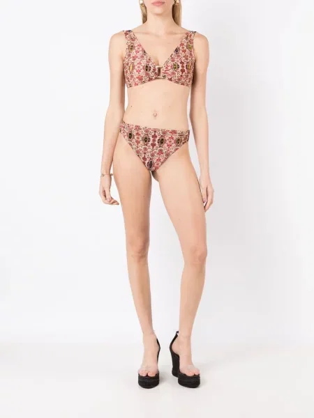 Gėlėtas raštuotas bikinis Amir Slama v formos iškirpte raudona