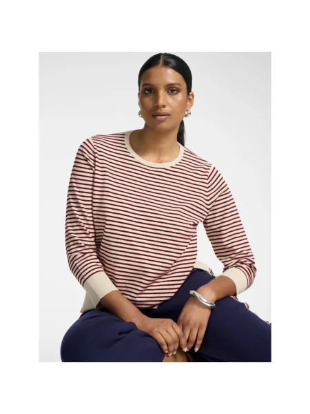 Sweter Elena Miro' w paski z paskiem czerwony