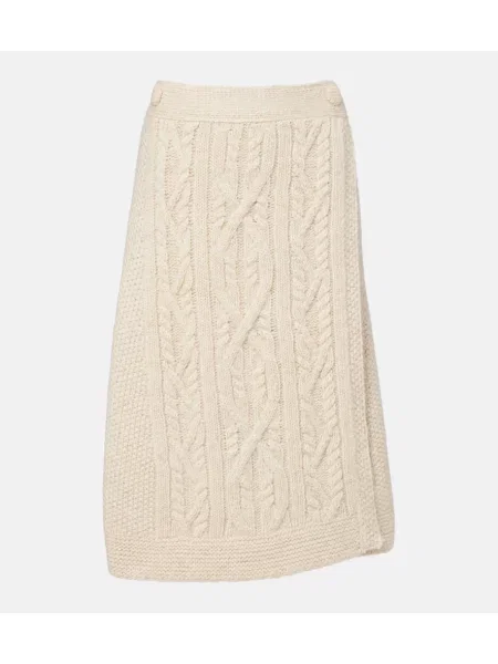 Spódnica midi Moncler Grenoble wełniana do kolan biała