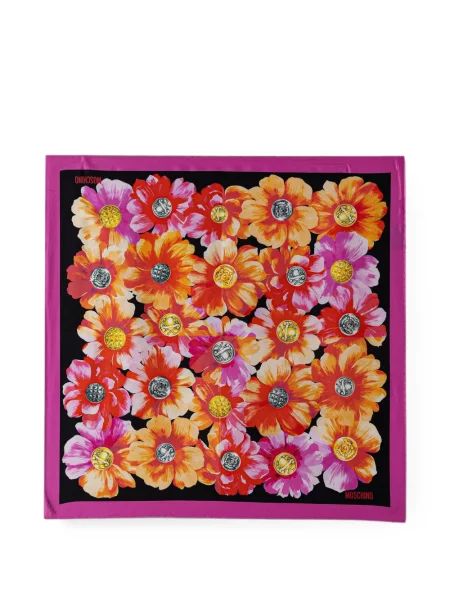 Fular Moschino cu model floral cu imagine negru