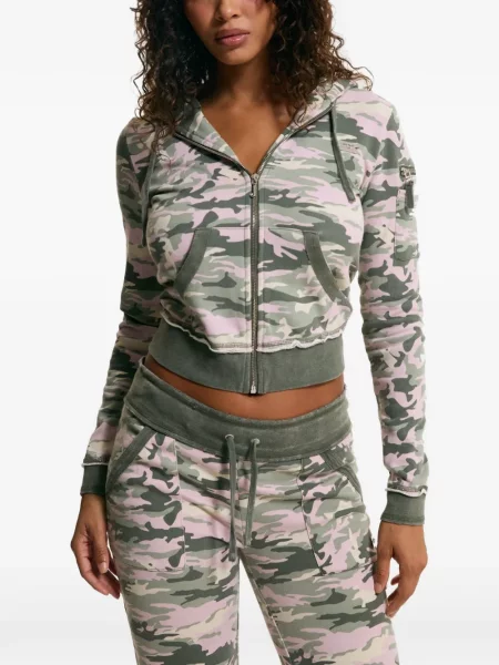 Hanorac cu glugă Juicy Couture cu imagine cu model camuflaj verde