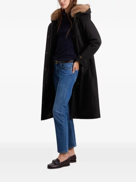 Garnitură de blană geacă parka Woolrich cu blană negru