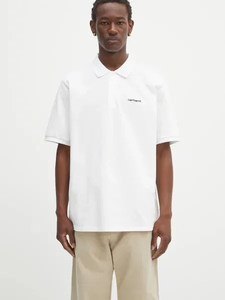 Tricou polo Carhartt Wip alb