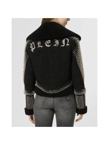 Kurtka skórzana Philipp Plein z ćwiekami czarna