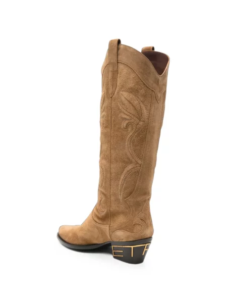 Botine Etro cu broderie din piele de căprioară