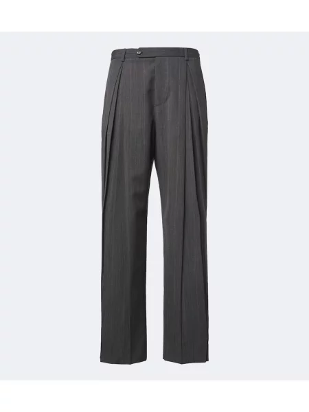 Pantaloni Valentino Garavani de lână cu dungi gri
