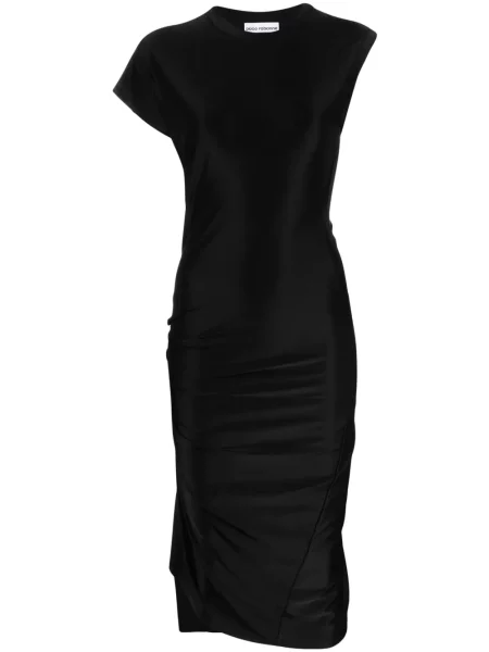 Rochie midi Rabanne drapată până la genunchi de costum negru