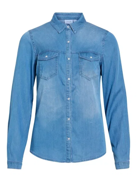 VILA Bluză VIBista denim albastru