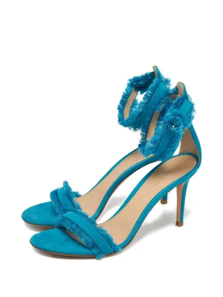 Zkrácené sandály Gianvito Rossi s třásněmi na ramínka modré