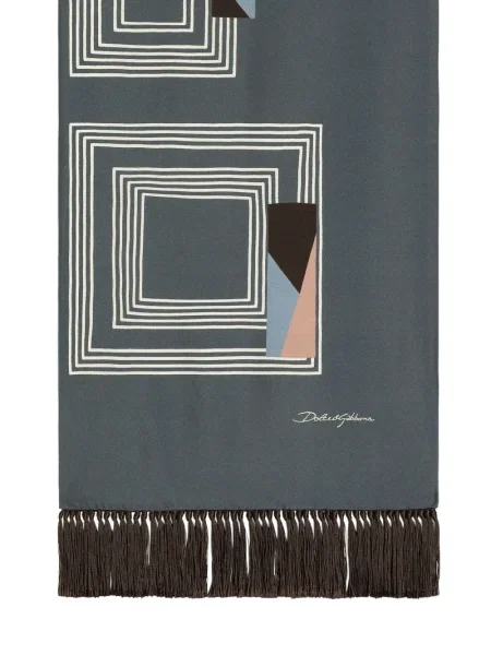Fular Dolce & Gabbana cu imprimeu geometric gri