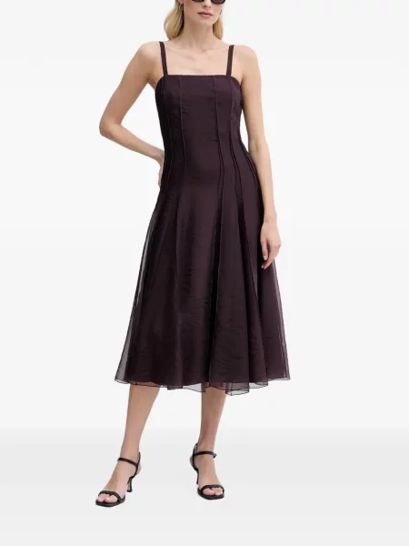 Rochie midi Sisley evazată maro