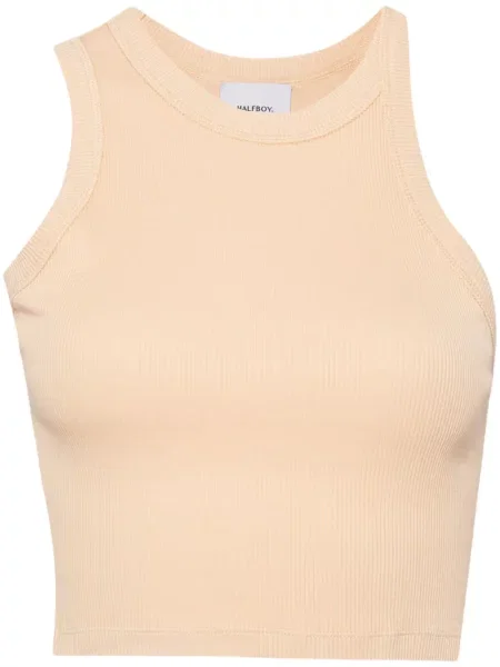 Top Halfboy cu broderie maro