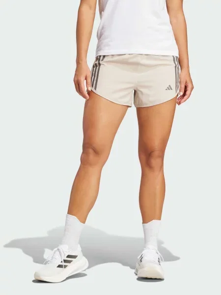 Переработанный спортивные шорты Adidas в полоску бежевые