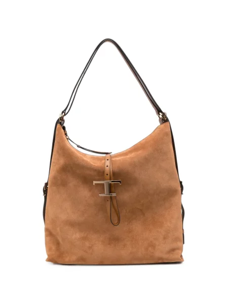 Geantă shopper Tod's din piele de căprioară maro