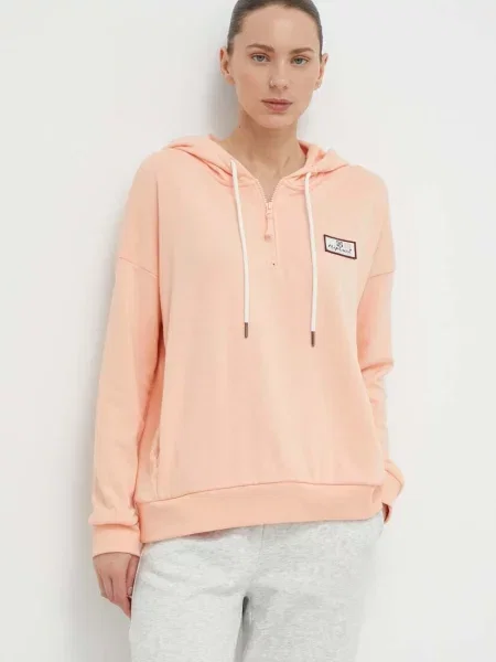 Суичър с качулка Rip Curl с качулка с апликация розово