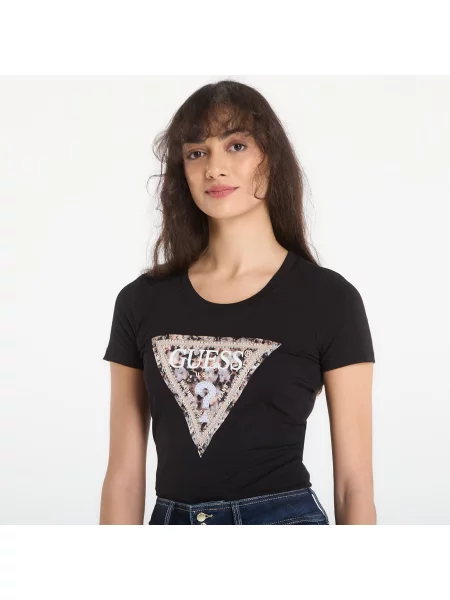 T-shirt Guess Jeans Ss Cn Leo Triangle Tee Jet Black S μαύρο