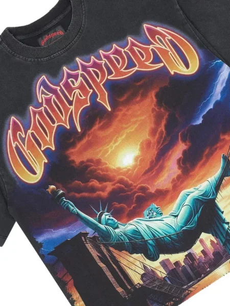 Tricou Godspeed cu imagine negru